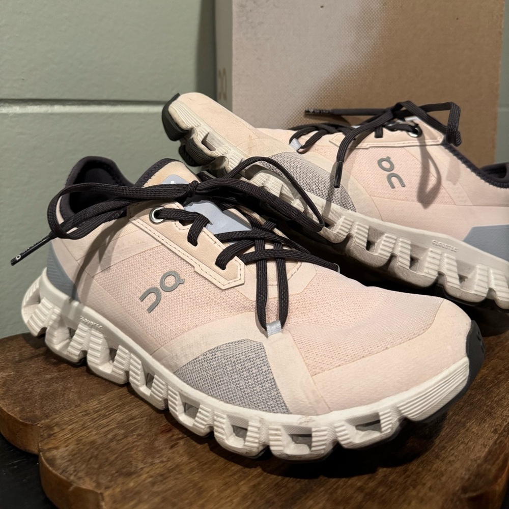 On Running Blush and Charcoal Sneakers